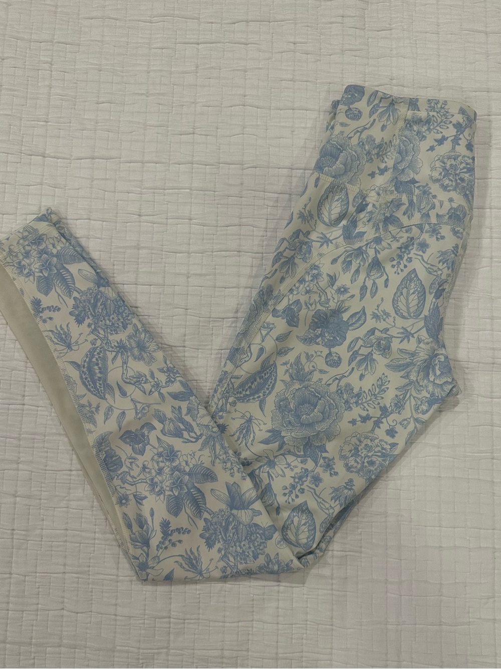 ANTONIO MELANI Cream Leggings with Blue Floral Print Small